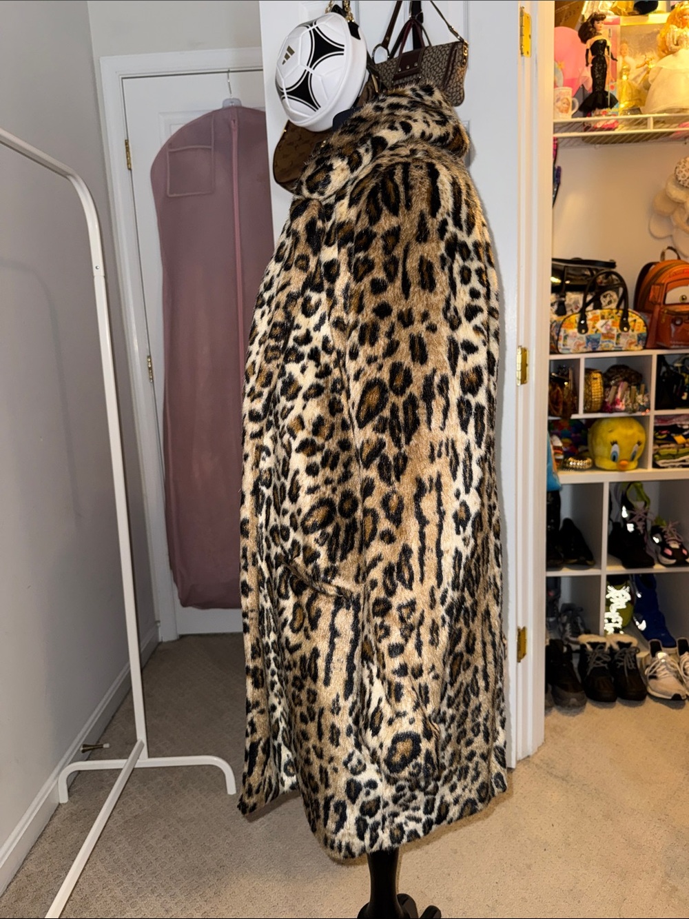 H&M Leopard Print Faux Fur Pea Coat in Tan and Black - Picture 4 of 6